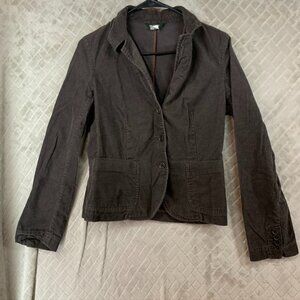J Crew Womens 6 Corduroy Blazer Jacket Dark Brown Button Front 100% Cotton